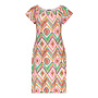 67422-60 MAY 615 Geisha Dress elastic shoulder jersey AOP  Pr.01-26-2 teal/fuchsia