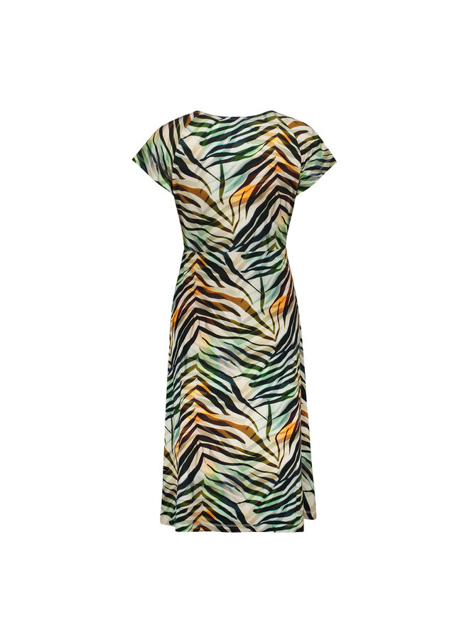 67424-60 JUNE 775 Geisha Dress v-neck short jersey AOP  Pr.03-26-2 brown/green