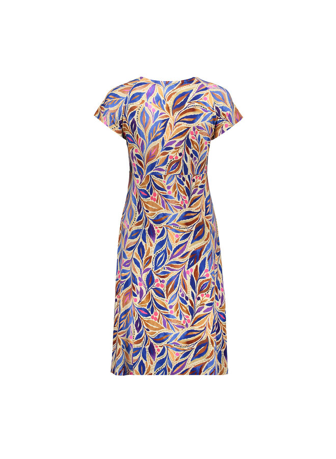 67424-60 JUNE 815 Geisha Dress v-neck short jersey AOP  Pr.02-26-2 indigo/purple
