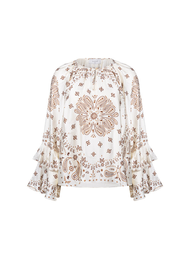 NKF02202 318 Nukus Asra Blouse Paisley Offwhite/Toffee