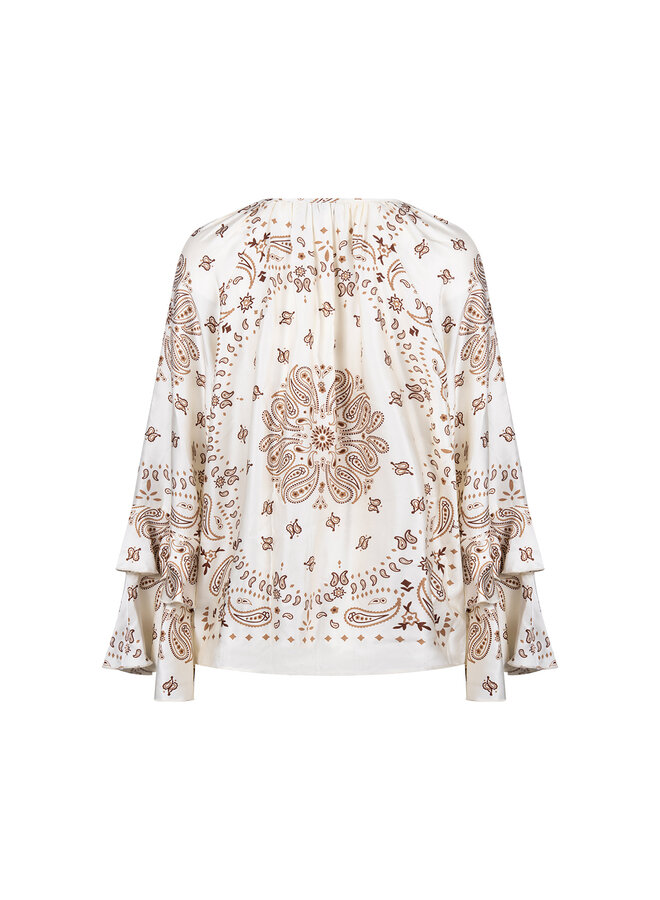 NKF02202 318 Nukus Asra Blouse Paisley Offwhite/Toffee