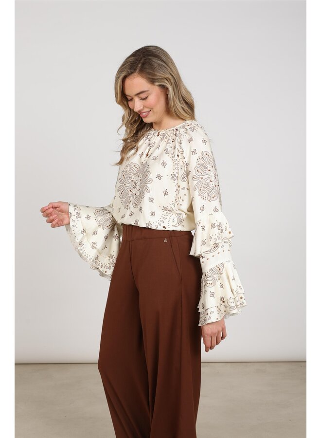 NKF02202 318 Nukus Asra Blouse Paisley Offwhite/Toffee