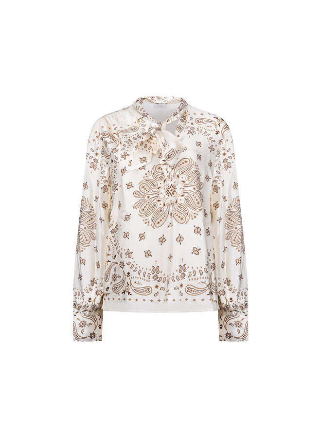 NKF02201 318 Nukus Angie Blouse Tie Paisley Offwhite/Toffee