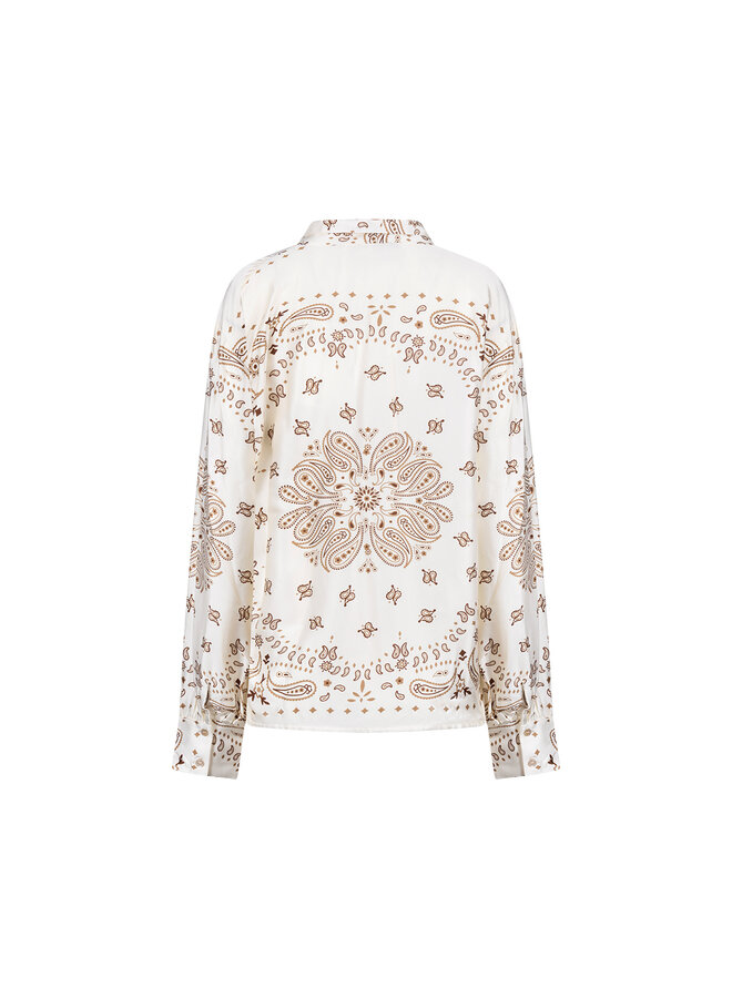 NKF02201 318 Nukus Angie Blouse Tie Paisley Offwhite/Toffee