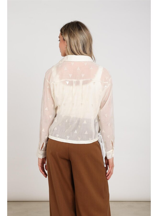 NKF02182 17 Nukus Ally Blouse Square Embroidery Off White