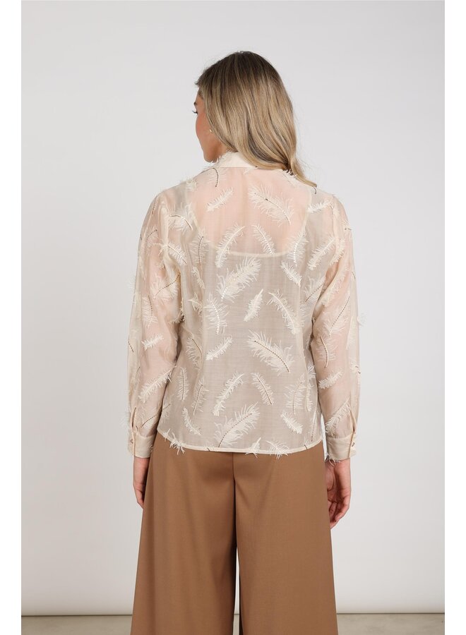 NKF02179 9 Nukus Aysha Blouse Feathers Sand
