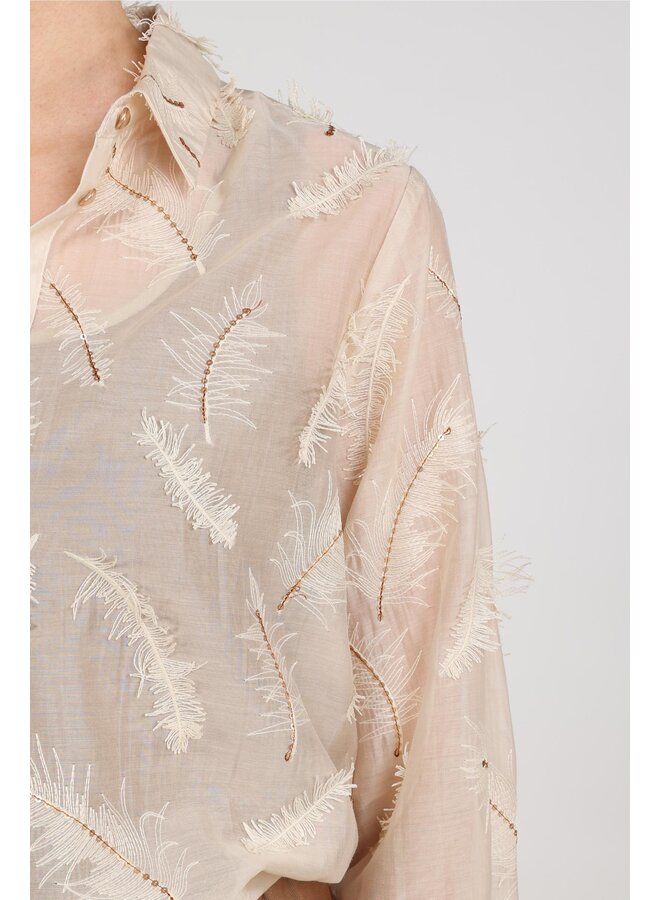 NKF02179 9 Nukus Aysha Blouse Feathers Sand