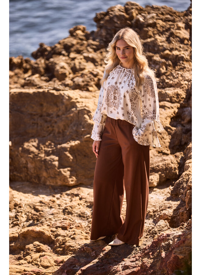 NKF02202 318 Nukus Asra Blouse Paisley Offwhite/Toffee