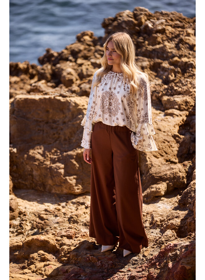 NKF02202 318 Nukus Asra Blouse Paisley Offwhite/Toffee