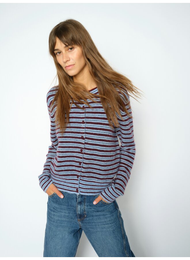 183000 278 MosMosh MMMilvi Stripe Cardigan Port Royale