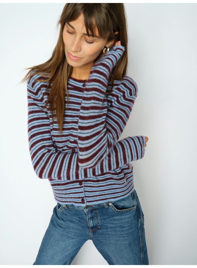 183000 278 MosMosh MMMilvi Stripe Cardigan Port Royale