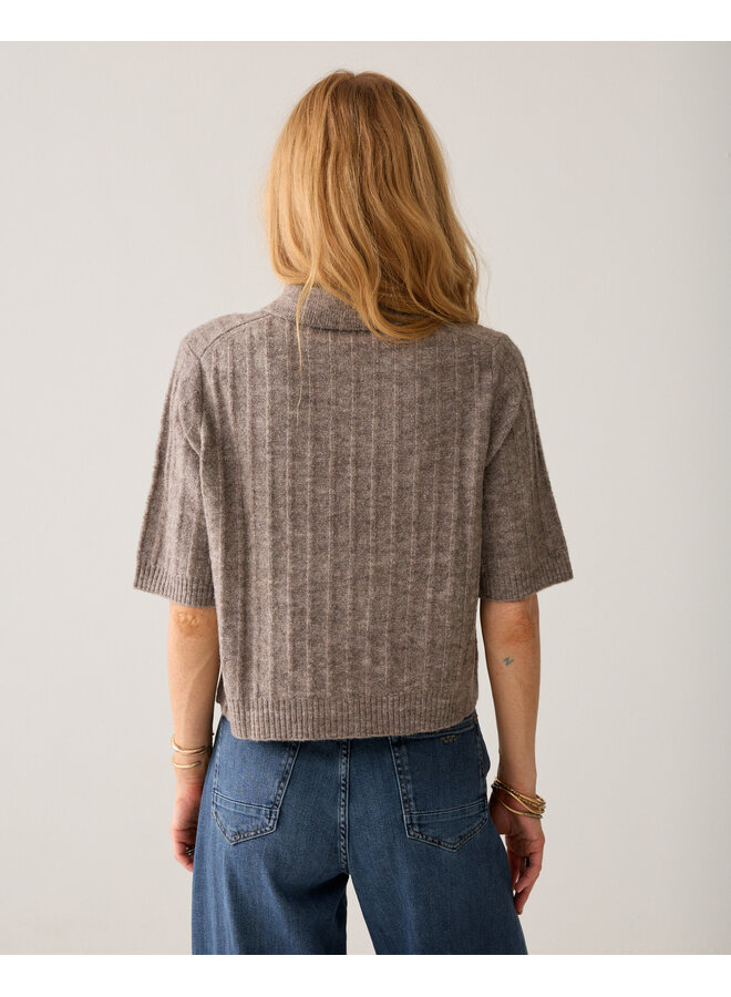 7s8019-70088 742 Summum Short cardigan Soft melange knit Taupe