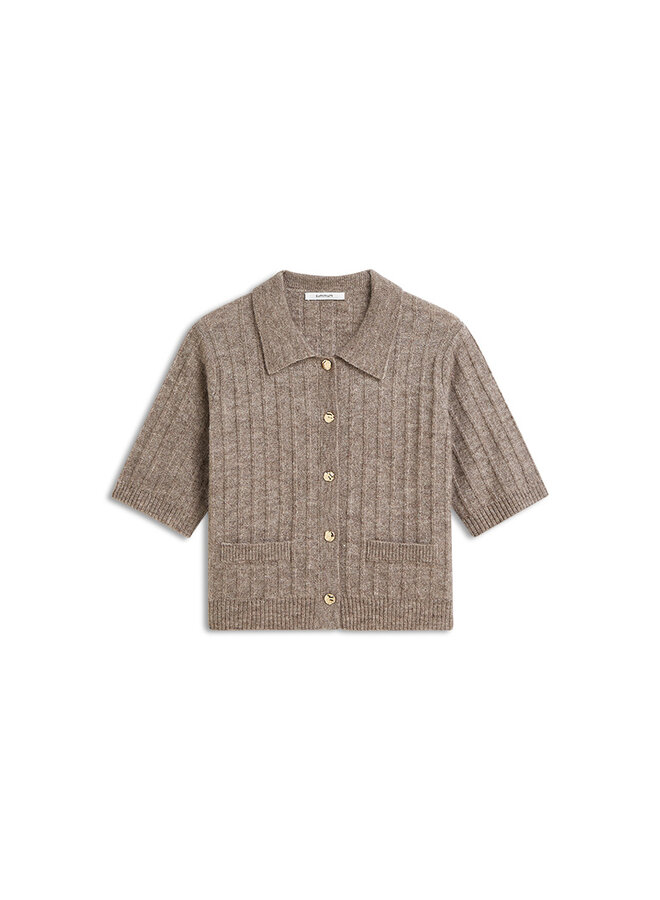 7s8019-70088 742 Summum Short cardigan Soft melange knit Taupe
