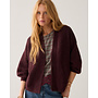 7s5844-7997 335 Summum Puff sleeve cardigan Cozy melange knit Dark burgundy