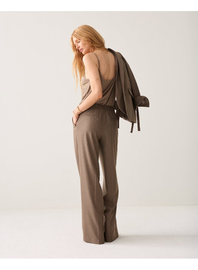 4s3047-12481 742 Summum Trousers wide leg Twill melange Taupe