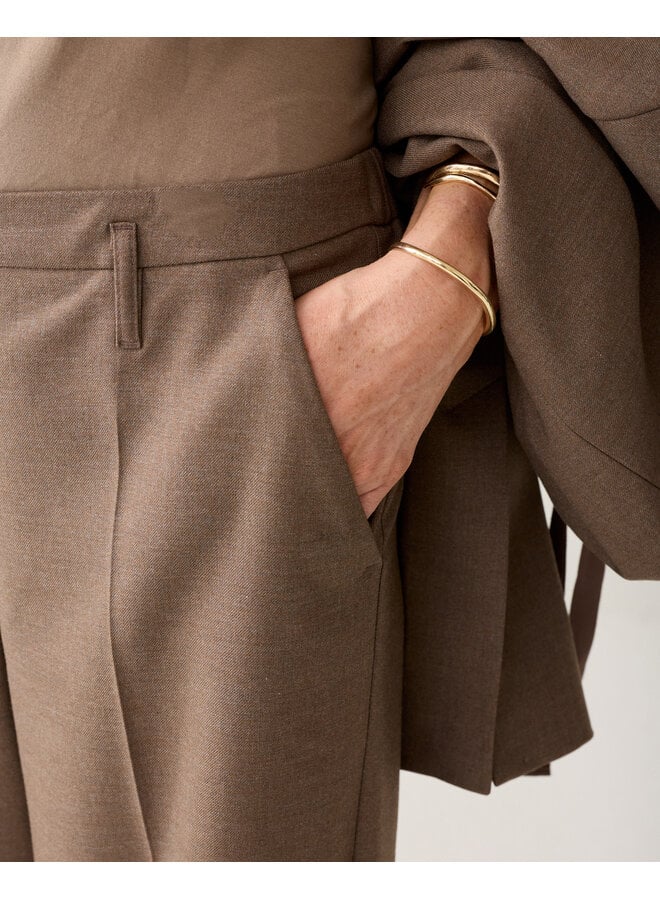 4s3047-12481 742 Summum Trousers wide leg Twill melange Taupe
