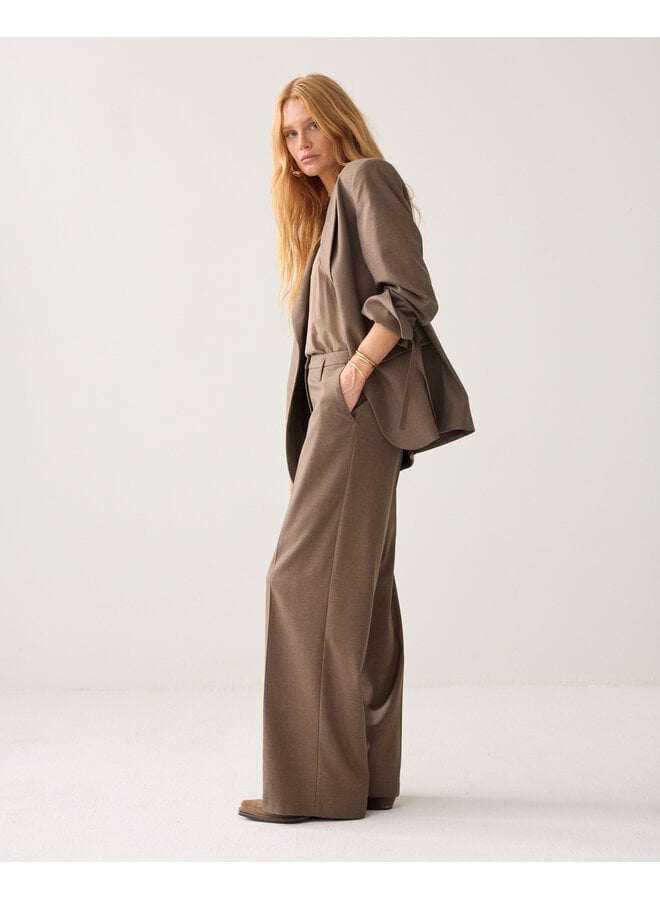 4s3047-12481 742 Summum Trousers wide leg Twill melange Taupe