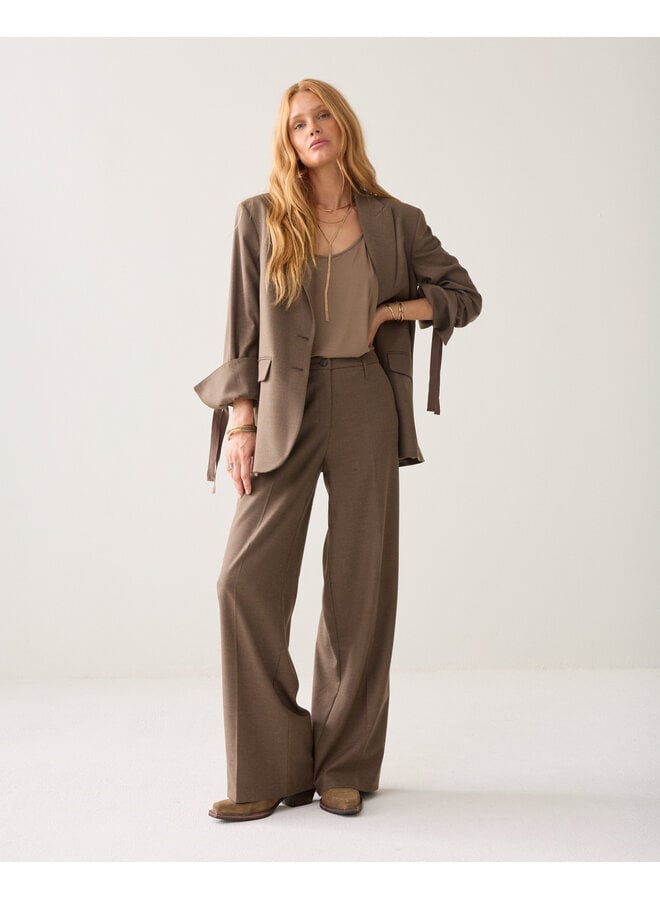 4s3047-12481 742 Summum Trousers wide leg Twill melange Taupe