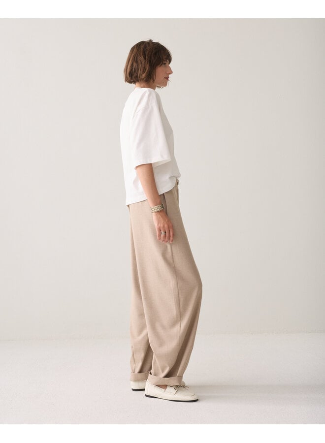 4s3041-12481 708 Summum Trousers barrel fit Twill melange Light taupe