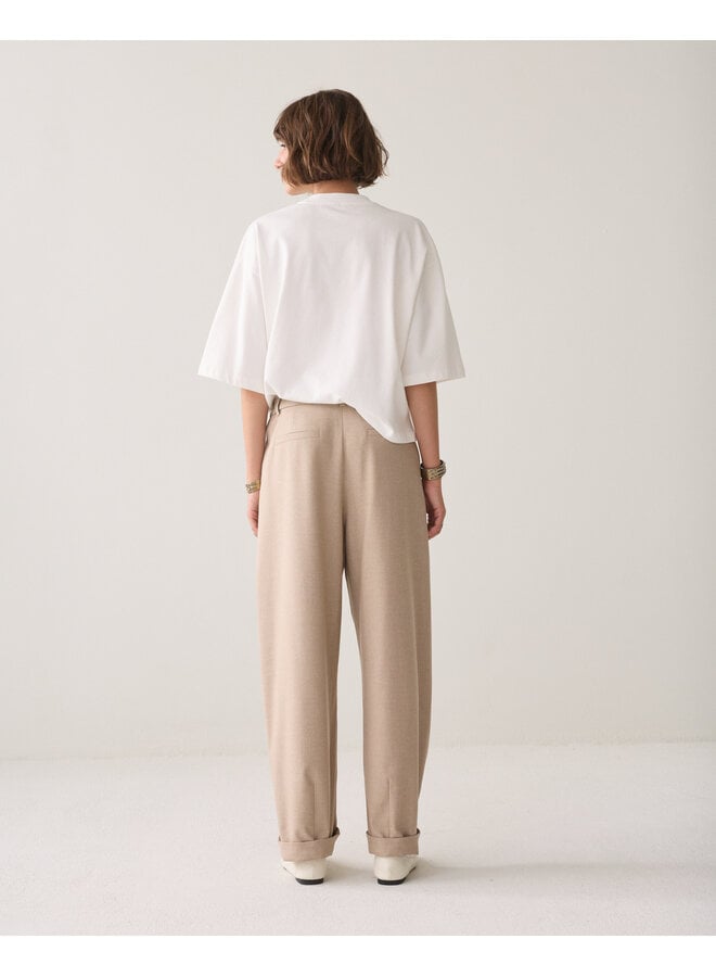 4s3041-12481 708 Summum Trousers barrel fit Twill melange Light taupe