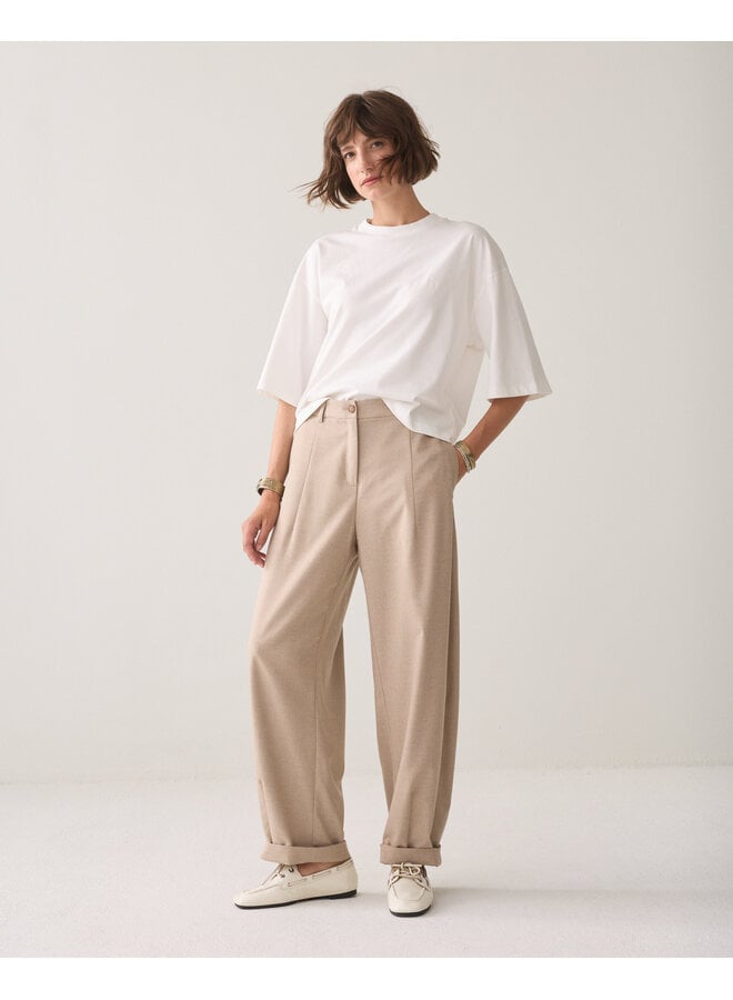 4s3041-12481 708 Summum Trousers barrel fit Twill melange Light taupe