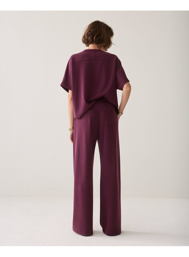 4s3019-30606 335 Summum Wide leg pant Soft scuba Dark burgundy