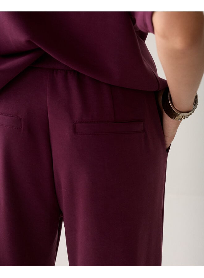 4s3019-30606 335 Summum Wide leg pant Soft scuba Dark burgundy