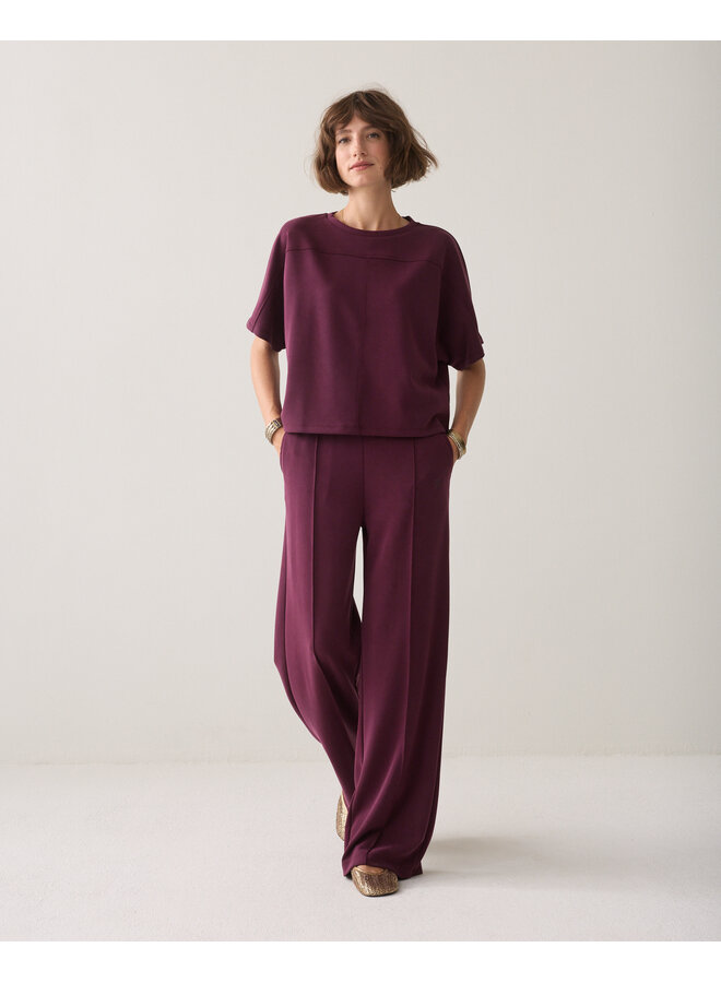 4s3019-30606 335 Summum Wide leg pant Soft scuba Dark burgundy