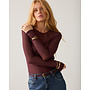 3s5394-30180 335 Summum Round Neck Top Long Sleeve Mesh Solid Dark burgundy