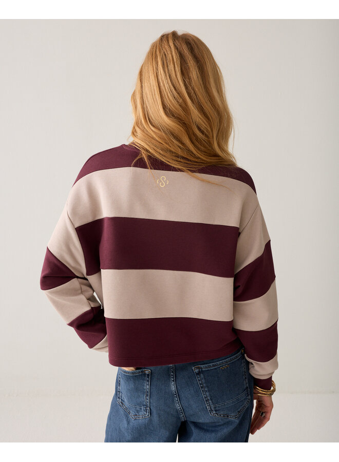 3s5336-30805 335 Summum Big stripe Boxy sweatshirt Dark burgundy
