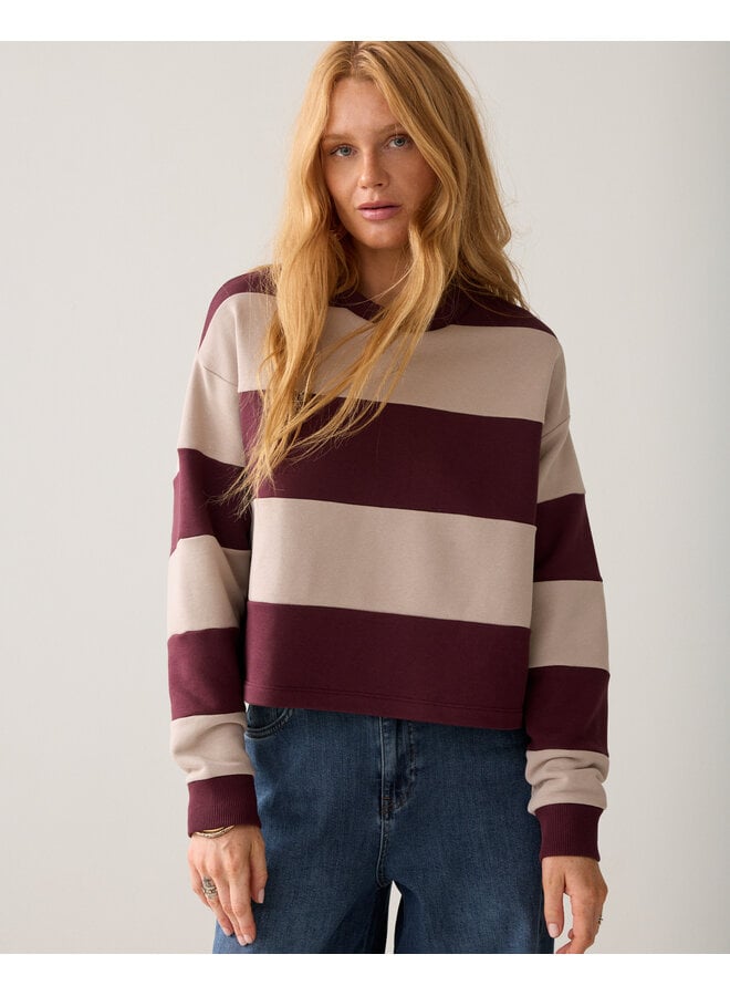 3s5336-30805 335 Summum Big stripe Boxy sweatshirt Dark burgundy