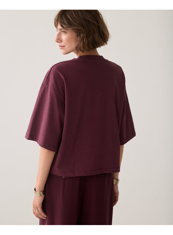 3s5332-30799 335 Summum Tee Heavy jersey Dark burgundy