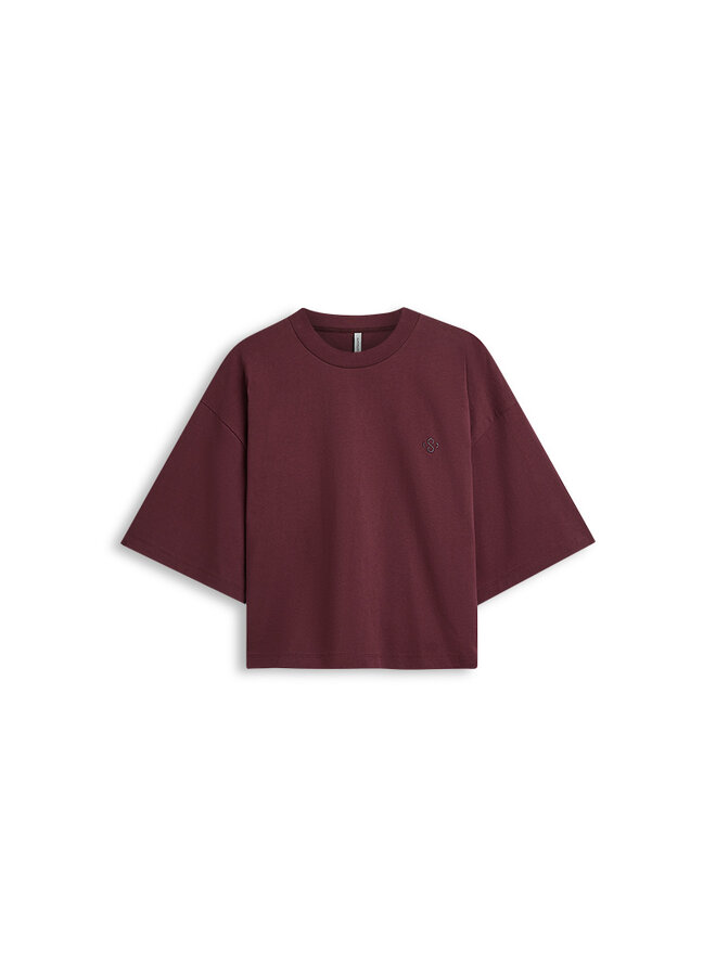 3s5332-30799 335 Summum Tee Heavy jersey Dark burgundy