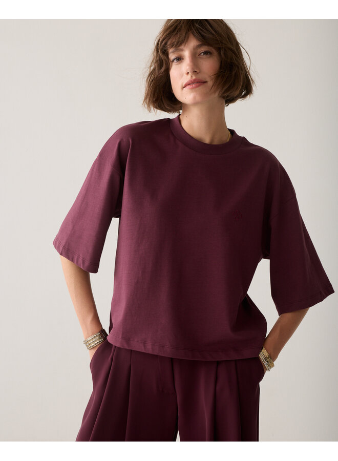 3s5332-30799 335 Summum Tee Heavy jersey Dark burgundy