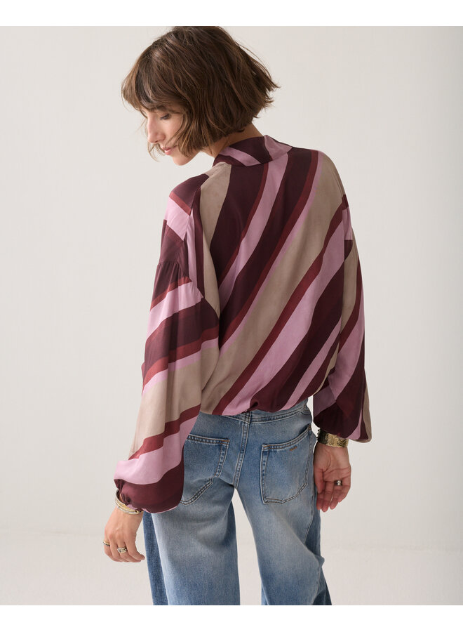 2s3560-12488 120 Summum Top v neck Stripe printed Multicolour
