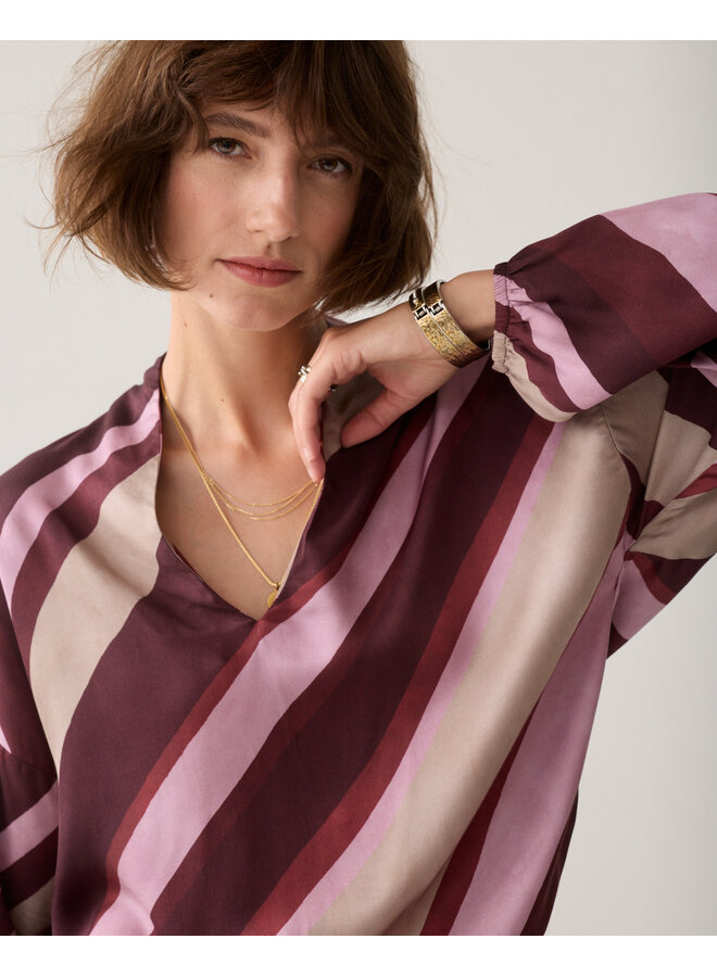 2s3560-12488 120 Summum Top v neck Stripe printed Multicolour