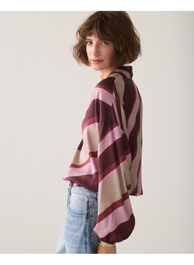 2s3560-12488 120 Summum Top v neck Stripe printed Multicolour