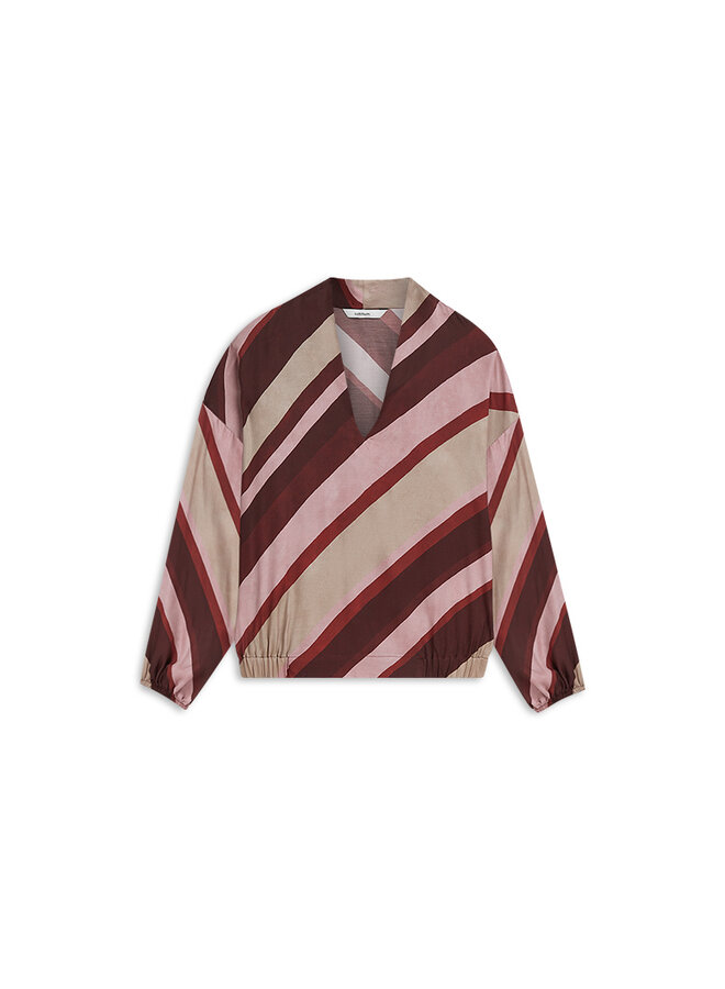 2s3560-12488 120 Summum Top v neck Stripe printed Multicolour