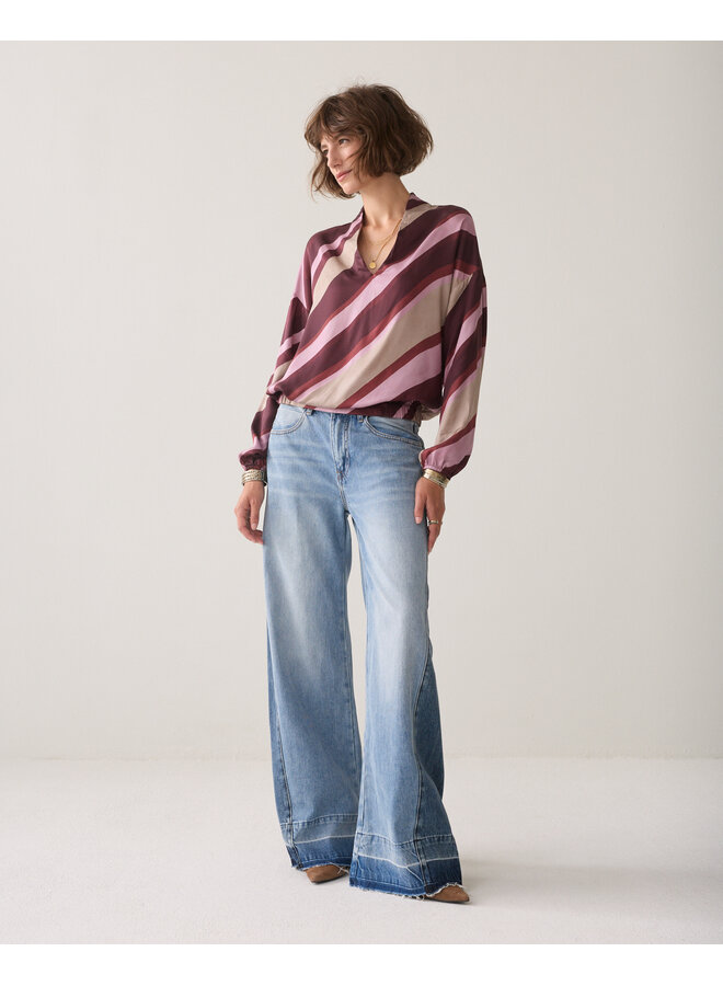 2s3560-12488 120 Summum Top v neck Stripe printed Multicolour