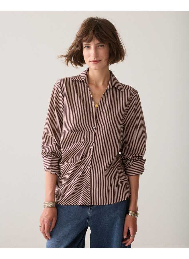 2s3532-12491 335 Summum Blouse Two tone stripe small Dark burgundy