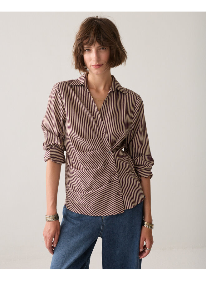 2s3532-12491 335 Summum Blouse Two tone stripe small Dark burgundy