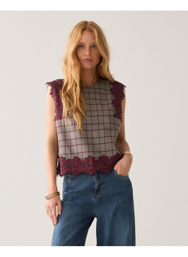2s3525-12482 120 Summum Top Check burgundy Multicolour