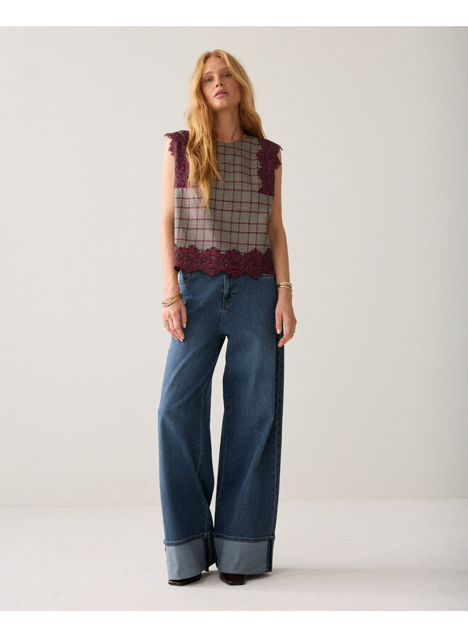2s3525-12482 120 Summum Top Check burgundy Multicolour