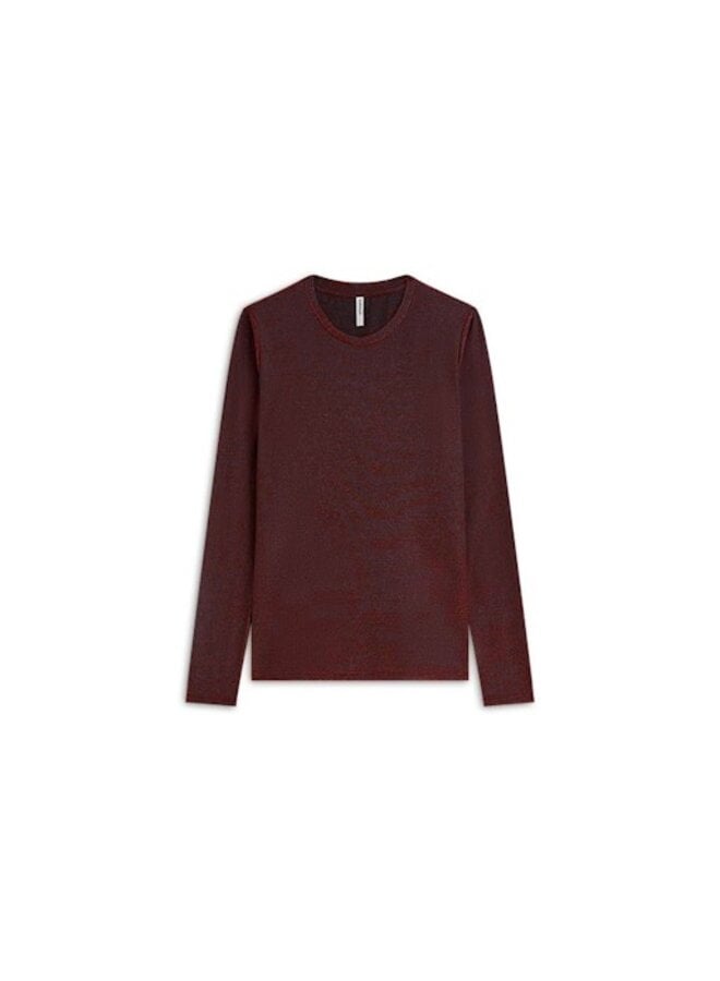 3s5170-30644 335 Summum Basic tee Soft lurex jersey Dark burgundy