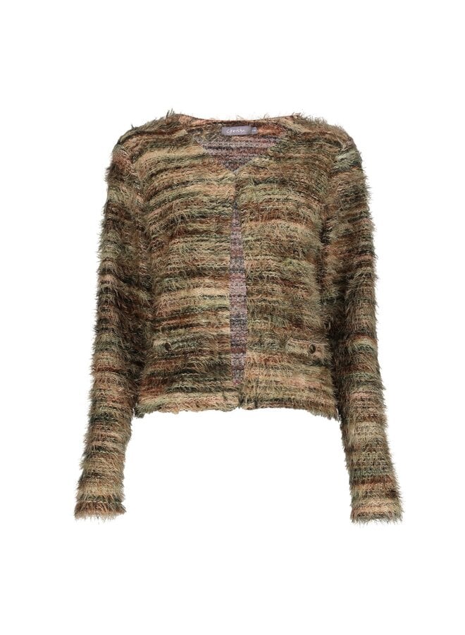 64500-10 775 Geisha Vest stripes hairy brown