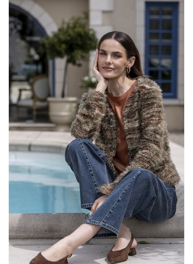 64500-10 775 Geisha Vest stripes hairy brown