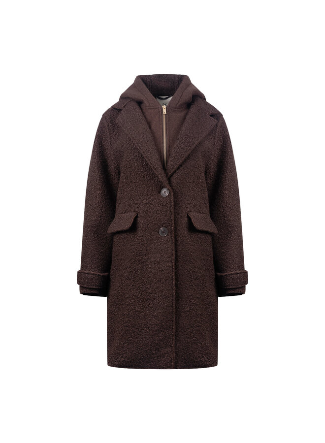NKF12009 334 Nukus Mirthe Coat Boucle Chocolate