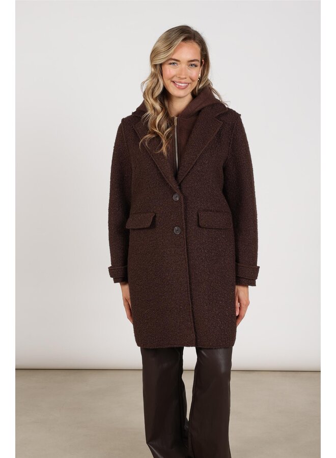 NKF12009 334 Nukus Mirthe Coat Boucle Chocolate