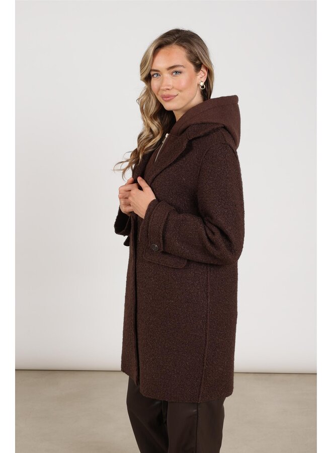 NKF12009 334 Nukus Mirthe Coat Boucle Chocolate