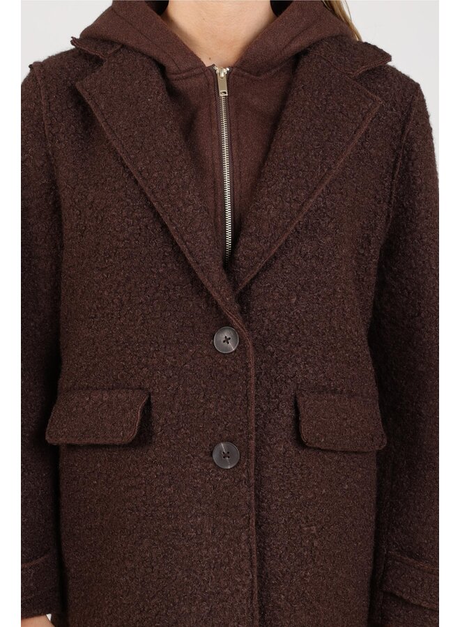 NKF12009 334 Nukus Mirthe Coat Boucle Chocolate